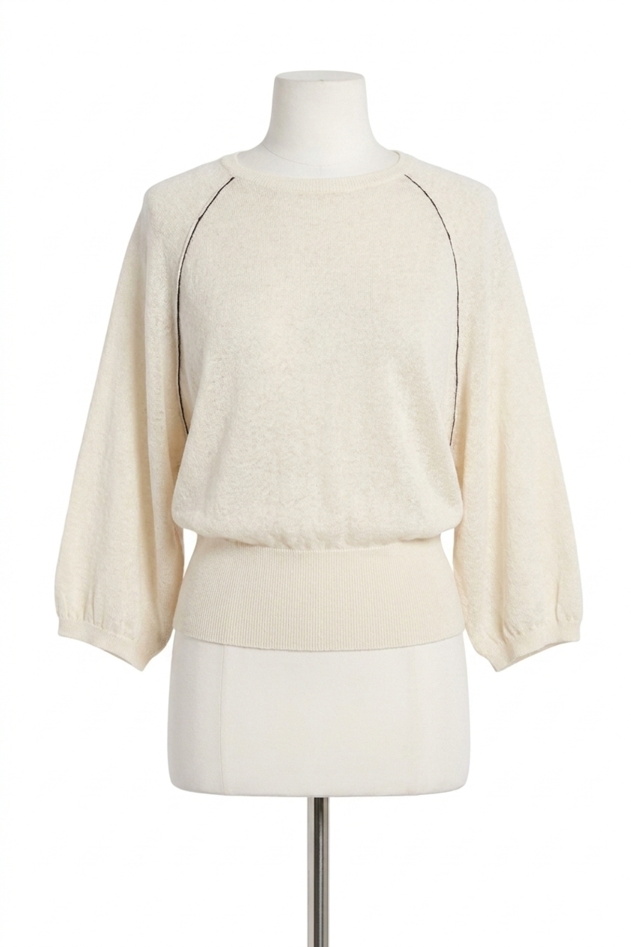 NEW LYSSE anabela wide sleeve knit linen sweater in sepia
